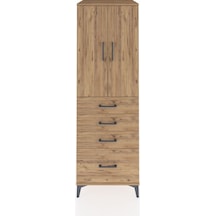 Kronos Dolap 2 Raflı 4 Çekmeceli 2 Kapaklı 60x59x182 Çam-çam Çam