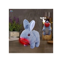 Elektronik Pilli Işıklı Zıplayan Hareketli Peluş Sevimli Kalplıtavşan Oyuncak 18 Cm. Beyaz Gri Pembe Kahve Gri