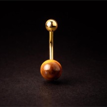 8 Mm Kaplangözü Taşlı Göbek Piercingi Doğal Taşlı Göbek Piercingi Gümüş - Pembe