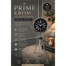 Prime Krom Üç Ayaklı Metal Masa Saati