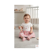 Ketbaby %100 Pamuklu Çiçek Desenli Yazlık Bebek Elbise 9 - 24 Ay Yazlık Konfor Serisi Pembe Pembe