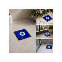El Yapımı Nazar Boncuklu Cam Banyo Gider Kapağı 10x10 Cm Dekoratif Gider Süzgeci