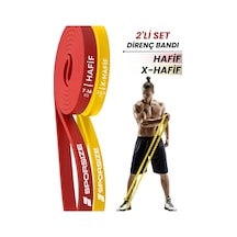 30 + 38 Kg Power Loop Direnç Bandı Kas Geliştirme Fitness Crossfit Barfiks Lastiği Sarı + Kırmızı