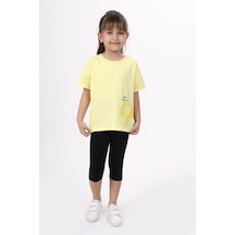 Toontoy Kids Toontoy Kız Çocuk Baskılı Kaprili Takım Açık Sarı
