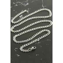 Düz - 789 - Zincir Çelik Kolye 55 Cm - - Csmo-tex - Gümüş Rengi