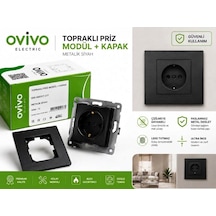 Ovivo Siyah Topraklı Priz - Çerçeveli Grano