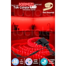 5 Metre Neoglow Serisi Led Şerit Kırmızı 60 Çipli 12v Tak Çalıştır Fişli Işık Bandı Seti