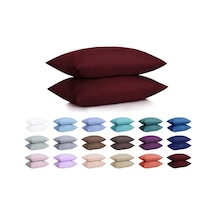 Lionas %100 Pamuklu Ranforce Yastık Kılıfı - Bordo - 2'li Set 50x70 - Bordo