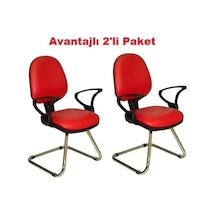 Türksit Kozmo Şef Bekleme Koltuğu Avantajli 2'li Paket Z Ayak Kirmizi Kırmızı