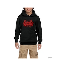 Zepplin Giyim Bloodbath Logo Red Siyah Çocuk Kapşonlu Sweatshirt