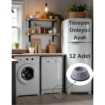 12 Adet Beyaz Eşya Ayağı Çamaşır Bulaşık Makinası Buzdolabı Yükseltici Titreşim Gürültü Önleyici Gri Diğer
