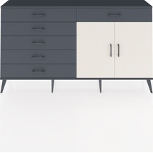 Arges Konsol Tek Raflı 6 Çekmeceli 2 Kapaklı 176x30x99 Antrasit-a Antrasit-aytaşı/antrasit