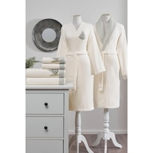 Özdilek Cotton Bliss Aile Bornoz Seti Krem Yeşil Krem
