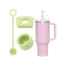 1 Set 3 Parça Silikon Sızdırmaz Kapak Seti 30/40 Oz İle Uyumlu Dökülmeye Dayanıklı Tıpa Ve Pipet Ucu Yeşil Renk
