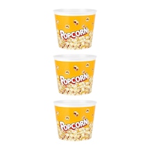 3 Adet Mısır Cips Kovası Renkli Plastik Popcorn Kasesi