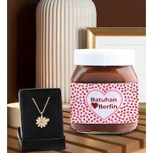 Bk Gift Sevgiliye Özel İsimli Papatya Kolye Ve Nutella 400gr. Hediye Seti, Sevgililer Günü Hediye, Doğum Günü Hediyesi, Sevgiliye Hediye-5