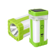 Powermaster Pm-22402 Solar Panelli Şarjlı Kamp Feneri Masa Aydınlatma Ve Işıldak Powerbank Yeşil