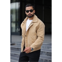 Unisex Kadife Baharlık Vinatage Oversize Ceket Krem Kdf