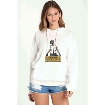 Pubg Baskılı Beyaz Kadın Kapşonlu Sweatshirt (534769055)