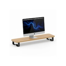 Prexua Upster Ahşap Monitör Standı - Ergonomik Monitör Yükseltici Safir Meşe - Siyah Ayak, Large