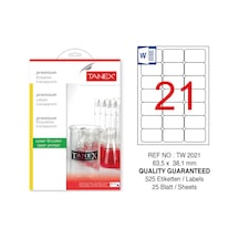Tanex Tw-2021Ş 65.5X38.1 MM Şeffaf Lazer Etiket 525 Li
