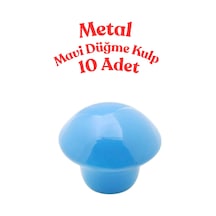 10 Adet Metal Yuvarlak Düğme Kulp - Çocuk Odası, Mutfak Ve Dolap İçin Modern Çekmece Kulbu Mavi Mavi