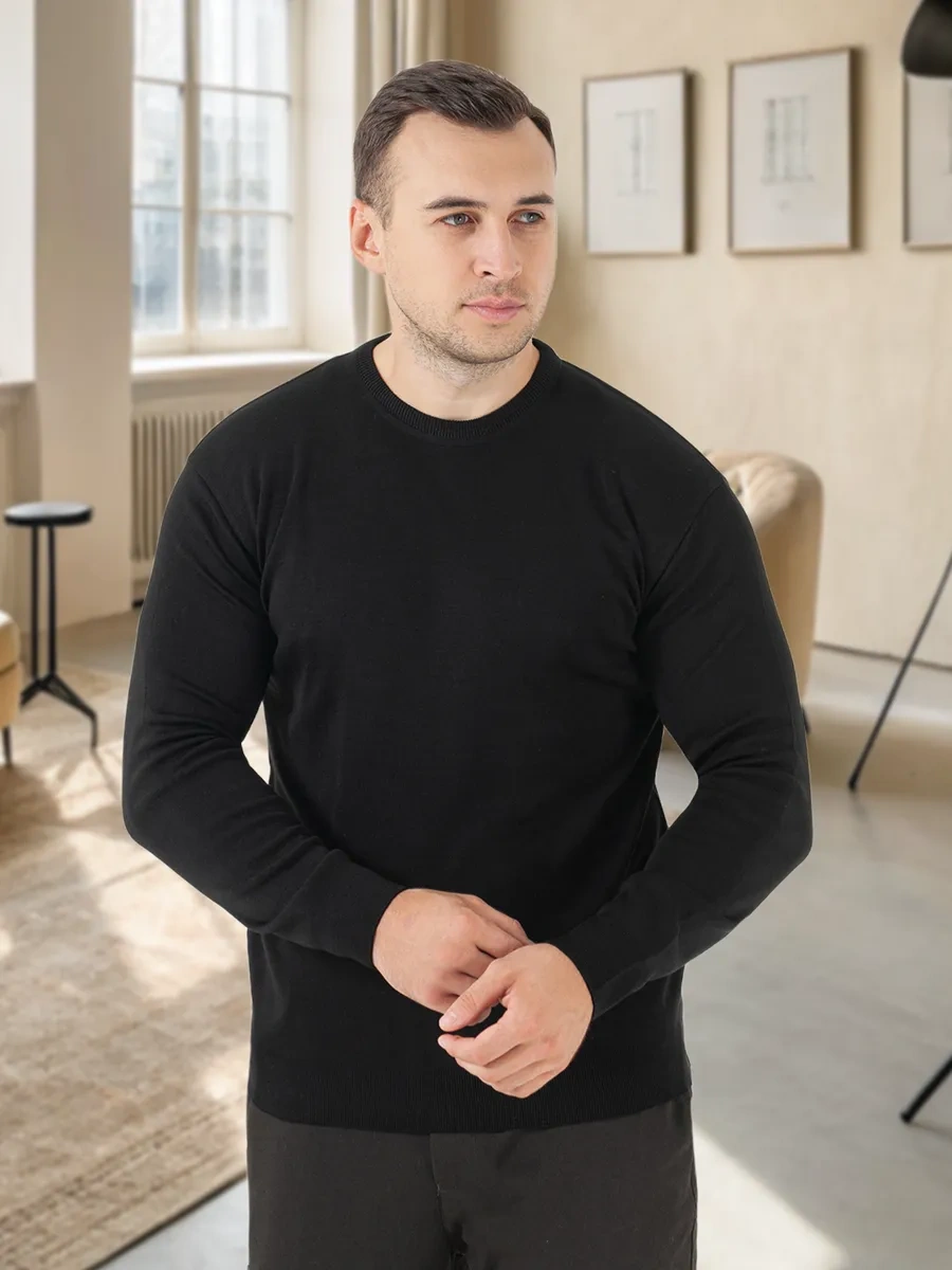 Rew Mark Düz Renkli Yün Kazak 98113913 Siyah