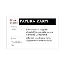 Fatura Kartı Pvc Plastik Kart Tek Taraflı Baskı 10 Adet