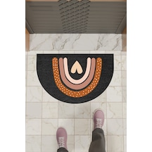 Rugmood Modern Dijital Paspas Siyah Kalp Gökkuşağı Kapı Önü Paspası