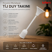 Isıya Dayanıklı Tij Duy Takımı E27 Uyumlu Porselen Muhafazalı Ev İş Yeri Avize Lambader Ampul