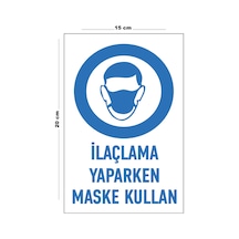 Lucena Metal İlaçlama Yaparken Maske Kullan 15 Cm X 20 Cm Uyarı Levhası Yönlendirme Tabelası