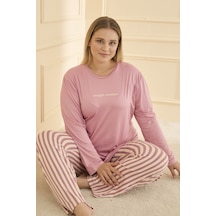 Mihra Kadın Pijama Takımı Büyük Beden & Battal Uzun Kol Pembe Mihra Kadın Pijama Takımı Büyük Beden & Battal Uzun Kol Pembe
