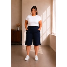 Sngl Tekstil Kadın Büyük Beden Kapri S M L Xl 2xl 3xl 4xl 5xl 6xl 7xl 8xl 9xl Lacivert