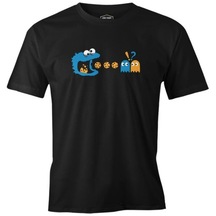 Pac-Man - Kurabiye Canavarı Siyah Erkek Tshirt