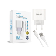 Weko Wk-21441 Pdu Qc 3.4 Amper Şarj Başlık Adaptörü + 70 Cm Mıcro Usb Kablo