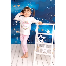 Pia Baby İsme Özel Kız Çocuk Pijama Takımı %100 Pamuk Penye İsim Baskılı Kişiye Özel Çocuk Pijaması 10347p14pi Krem