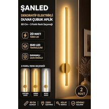 Dekoratif 20w İç Mekan Gold Kasa 3 Renkli Işık Elektrikli 80 Cm Duvar Aplik 2 Adet Diğer