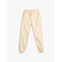 Koton Jogger Kargo Pantolon Beli Lastikli Cep Detaylı Pamuklu Ekru 5skb40054tw Ekru