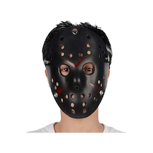Siyah Renk Kırmızı Çizgili Tam Yüz Hokey Jason Maskesi Hannibal Maskesi