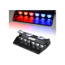 S6 Polis Çakar Lamba Cam Içi Vantuzlu 6 Led Kırmızı Mavi Çakmaklık Girişli 12 Mod Polis Lamba