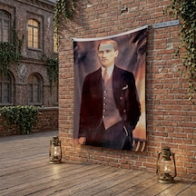 Takım Elbiseli Eli Cebinde Atatürk Poster Bayrak Raşel Kumaş 100x150 Cm Ata29 Diğer