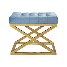 Evodeko Altın Çapraz Ayaklı Turkuaz Puf