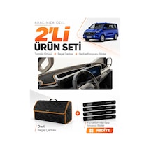 Ford Transit Custom 2025-sonrası Uyumlu Torpido Örtüsü + Deri Çanta + Sticker - Siyah Kahverengi