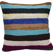 Zehra Abla Halı Yeni El Dokuma Dekoratif Kilim Kırlent Yastık Kılıfı 6778 Çok Renkli