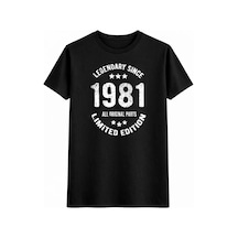 Legendary 1981 Oversize Baskılı Erkek Tişört %100 Pamuk Unisex Street Style Yazlık T-shirt Siyah