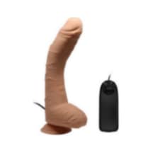 Morgece Vantuzlu Ve Belden Bağlamalı 28 Cm Titreşimli Gerçekçi Kalın Dildo