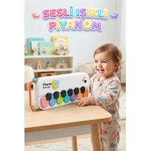 Işıklı ve Sesli 2'si 1 Arada Pilli Eğitici Bebek Piyanosu 2 Kademeli Ses Ayarlı İlk Piyano Deneyimi Turuncu