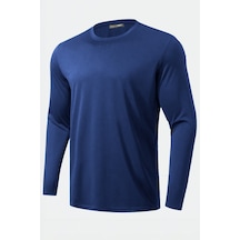 Ghassy Co. Ghassy Co. Erkek  Pamuklu Likralı Esnek Spor Koşu Günlük Antrenman Uzun Kollu Penye T-shirt Lacivert