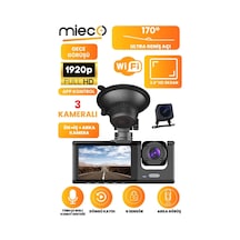 1s Wifi / App /1920p Fhd/ 170 Ultra Geniş Açı/gece Görüş/ G-sensörü 3 Kameralı Araç Kamerası 2025