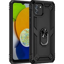Newface Samsung Galaxy A03 Kılıf Sofya Yüzüklü Silikon Kapak - Siyah